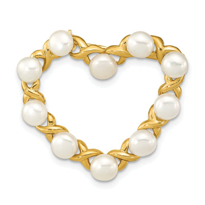 14K Yellow Gold Polished Finish Women's 4-5 mm Size White Freshwater Cultured Heart Shape Design Brooch Pin at $ 308.89 only from Jewelryshopping.com