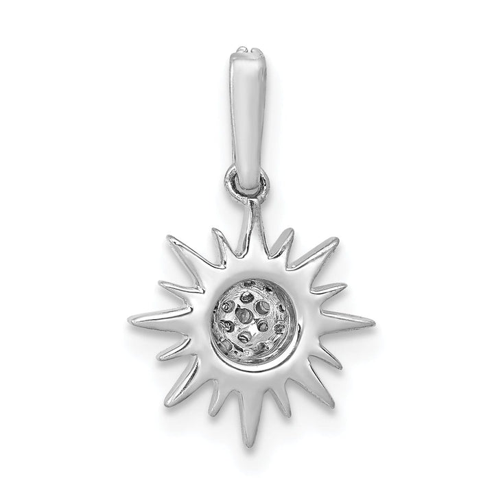 14k White Gold Polished Finish 1/10ct. Diamond Fancy Sun Design Charm Pendant