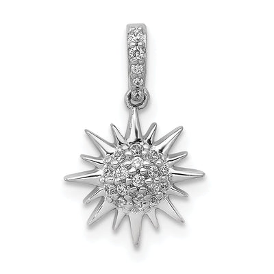 14k White Gold Polished Finish 1/10ct. Diamond Fancy Sun Design Charm Pendant at $ 272.36 only from Jewelryshopping.com