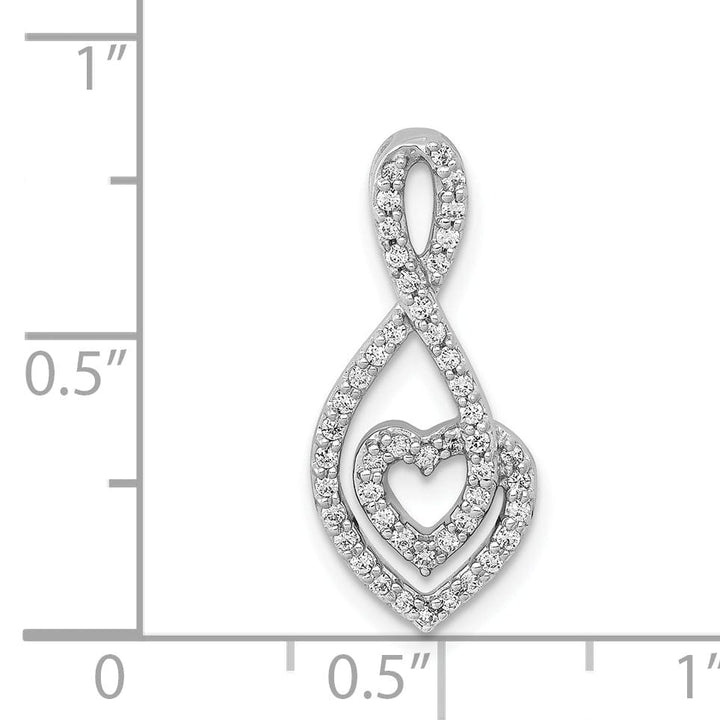 14k White Gold 0.236 CT Diamond Fancy Infinity and Heart Chain Slide Pendant