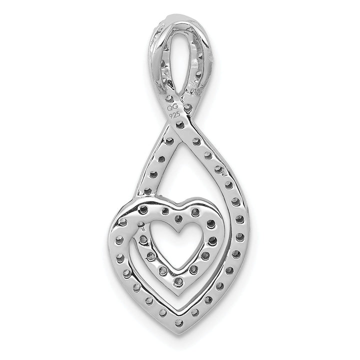 14k White Gold 0.464 CT Diamond Fancy Infinity and Heart Chain Slide Pendant