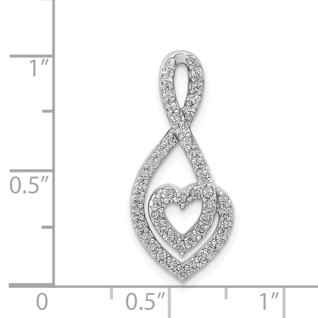 14k White Gold 0.464 CT Diamond Fancy Infinity and Heart Chain Slide Pendant