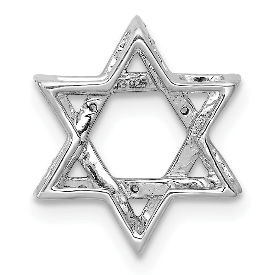 14k White Gold 1/10CT Diamond Concave Star of David Chain Slide Pendant