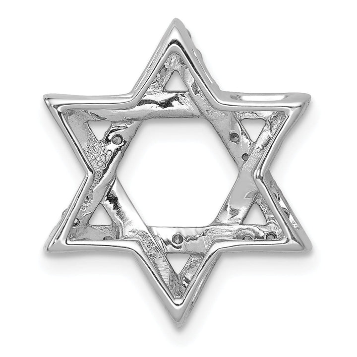 14k White Gold 1/4CT.Diamond Concave Star of David Chain Slide Pendant