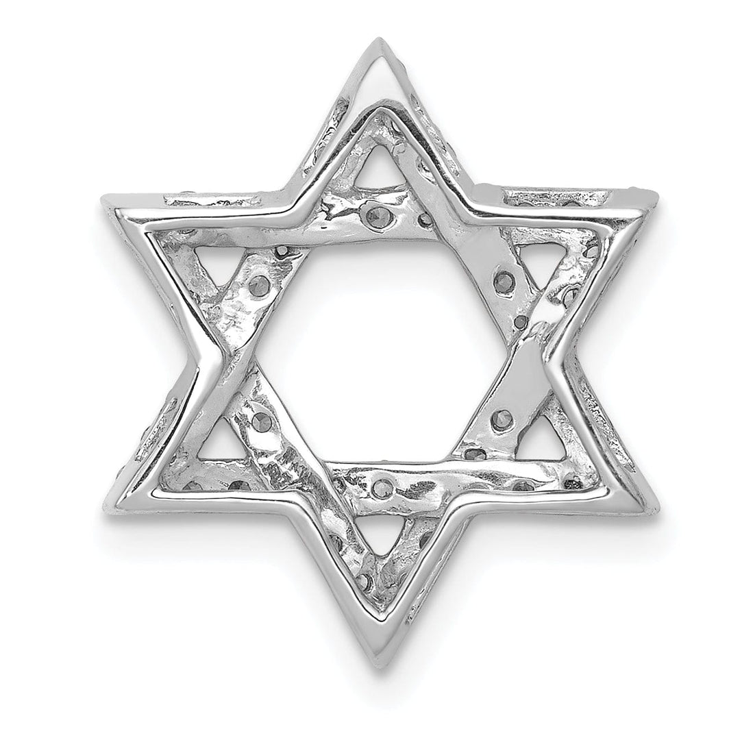 14k White Gold 1/2CT.Diamond Concave Star of David Chain Slide Pendant