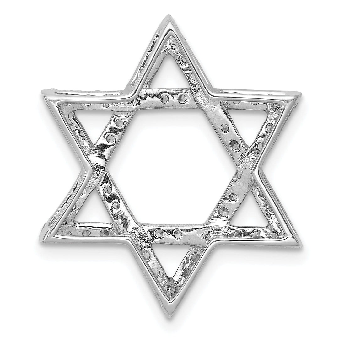 14k White Gold 5/8CT.Diamond Concave Star of David Chain Slide Pendant