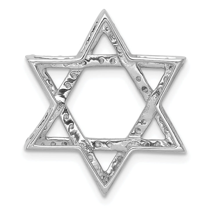 14k White Gold 5/8CT.Diamond Concave Star of David Chain Slide Pendant