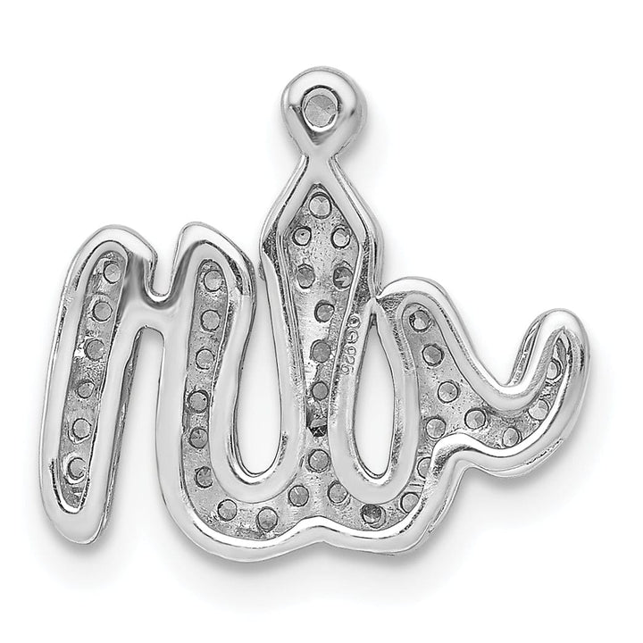 14k White Gold Polished Finish 0.156-CT Diamond Allah Charm Pendant