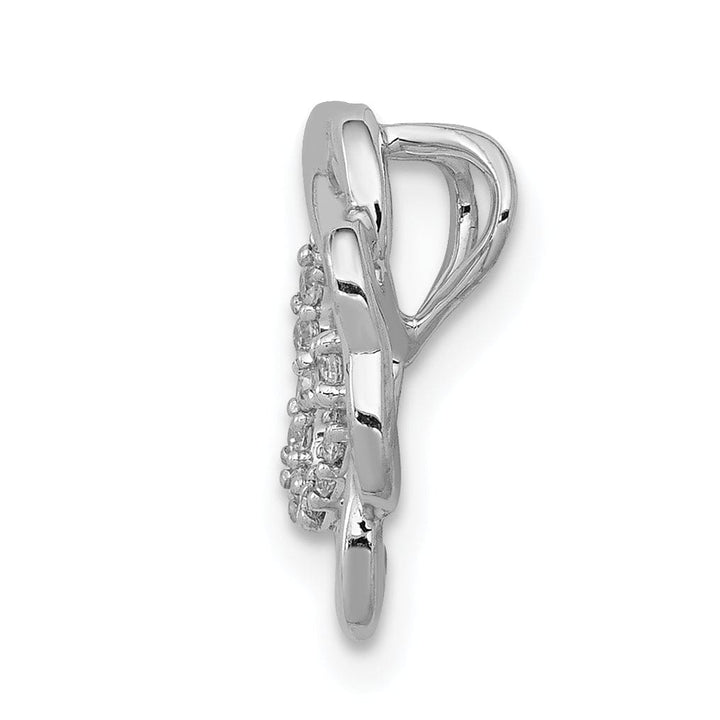 14k White Gold Open Back Polished Finish 0.65CT Diamond Four Leaf Clover Chain Slide Pendant will not fit Omega Chain