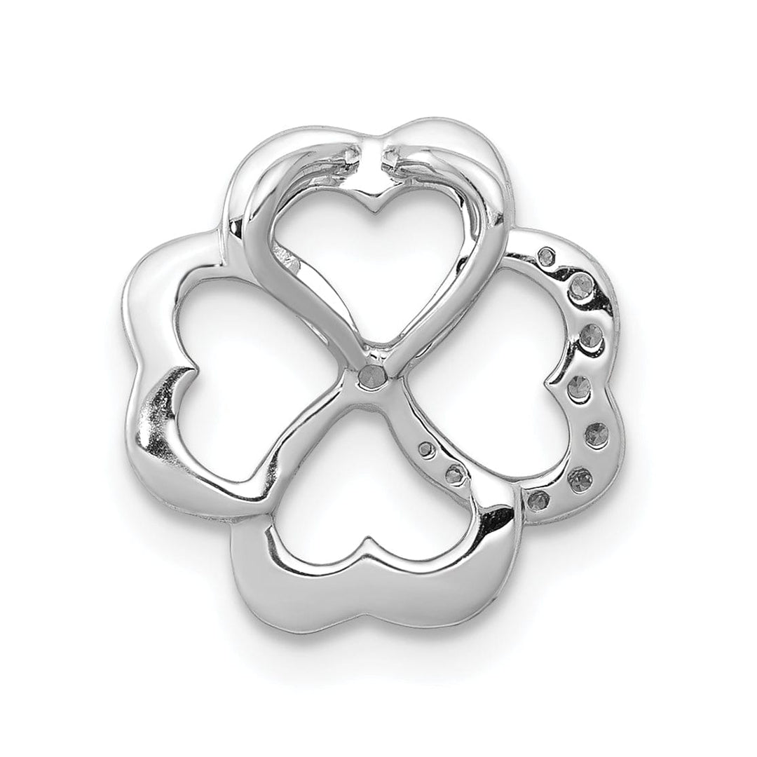 14k White Gold Open Back Polished Finish 0.65CT Diamond Four Leaf Clover Chain Slide Pendant will not fit Omega Chain