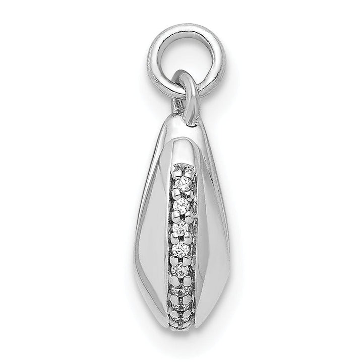 14k White Gold Polished Finish Reversible 3-Dimensional 1/15ct. Diamond Fortune Cookie Pendant