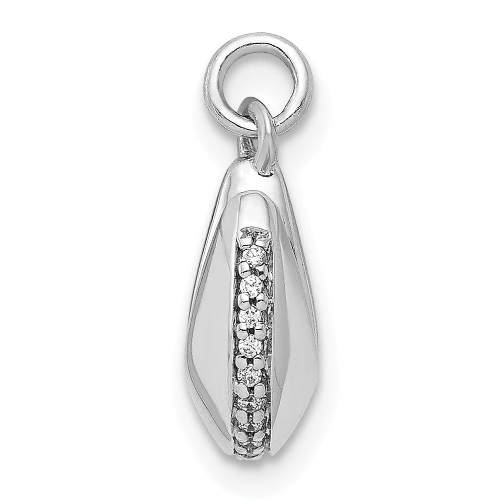 14k White Gold Polished Finish Reversible 3-Dimensional 1/15ct. Diamond Fortune Cookie Pendant