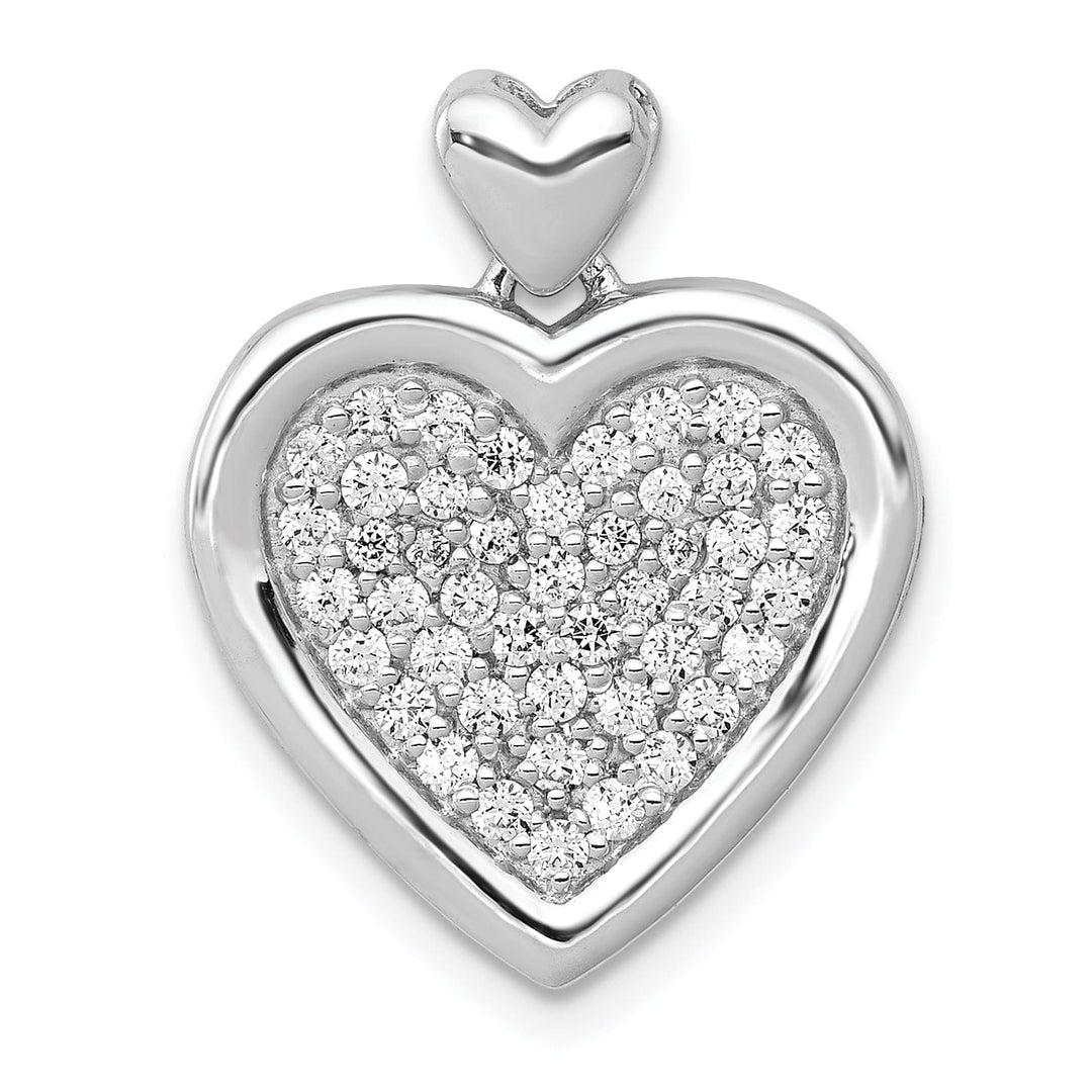 14k White Gold Polished Finish Flat Back 0.494-CT Diamond Fancy Heart with Fancy Heart Bail Design Charm Pendant