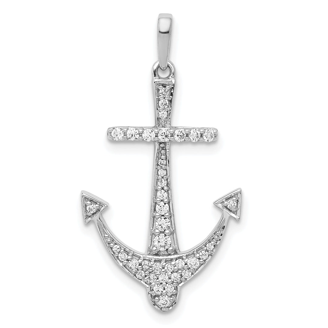 14k White Gold 1/4ct. Weight Diamond Anchor Charm Pendant