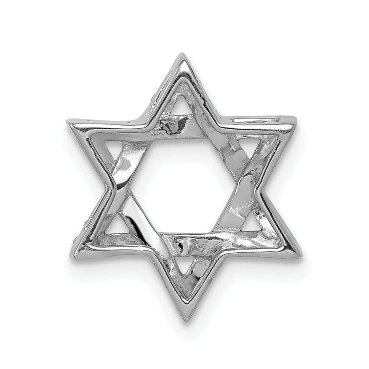 14k White Gold 1/8CT.Diamond Concave Star of David Chain Slide Pendant