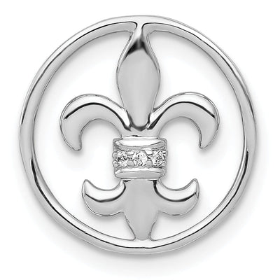 14k White Gold Open Back Polished Finish 0.012CT. Diamond Fleur De Lis Round Shape Design Chain Slide will not fit Omega Chain at $ 150.14 only from Jewelryshopping.com