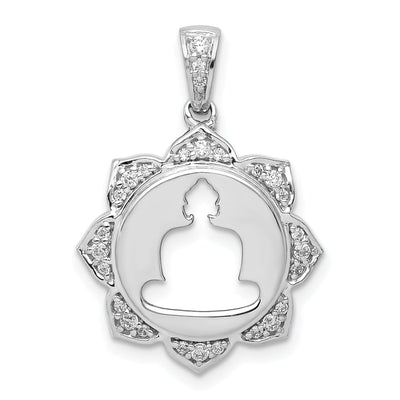 14k White Gold Polished Finish 0.165-CT Diamond Buddha Cut Out Design Charm Pendant at $ 476.2 only from Jewelryshopping.com