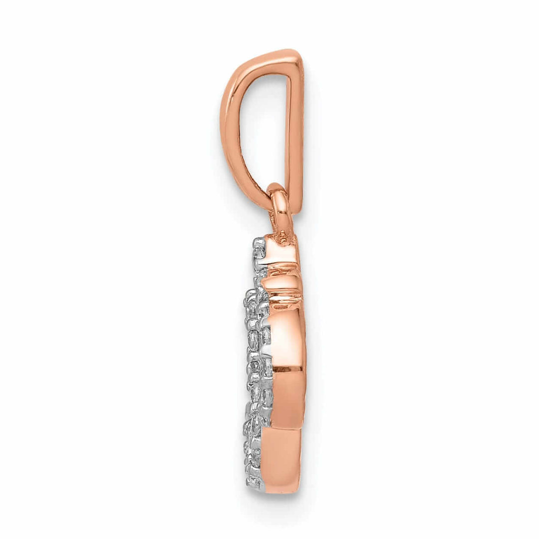 14 Rose Gold Polished Finish 0.097CT Diamond Om Symbol Design Charm Pendant