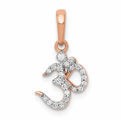 14 Rose Gold Polished Finish 0.097CT Diamond Om Symbol Design Charm Pendant at $ 214.52 only from Jewelryshopping.com
