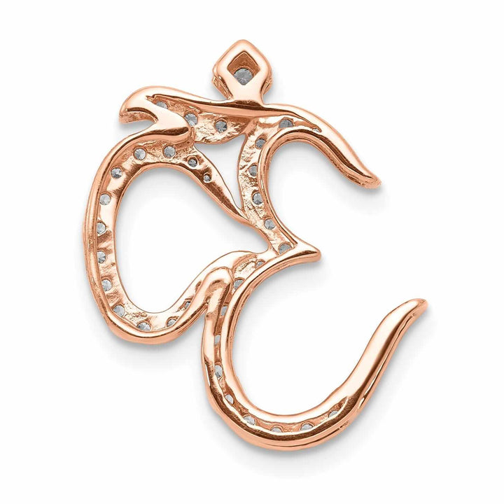 14k Rose Gold Open Back Polished Finish 0.316-CT Diamond Om Symbol Design Chain Slide Pendant will not fit Omega Chain