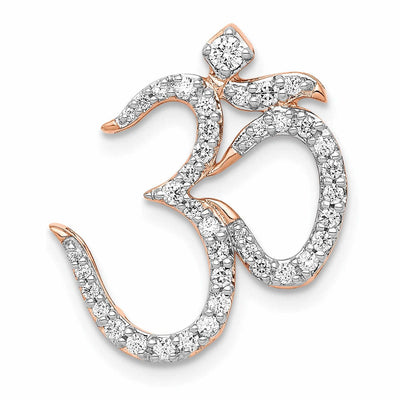 14k Rose Gold Open Back Polished Finish 0.316-CT Diamond Om Symbol Design Chain Slide Pendant will not fit Omega Chain at $ 530.5 only from Jewelryshopping.com
