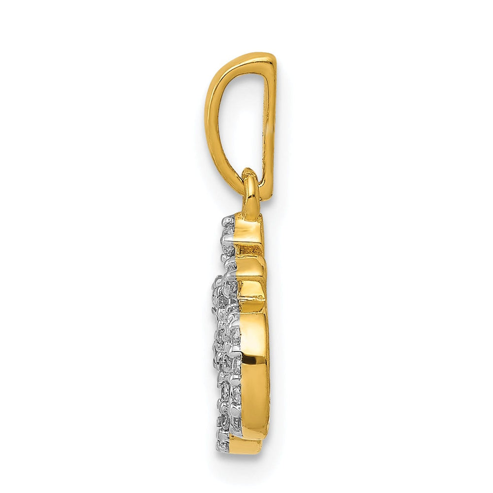 14k Yellow Gold Open Back Polished Finish 0.148-CT Diamond Om Symbol Design Charm Pendant