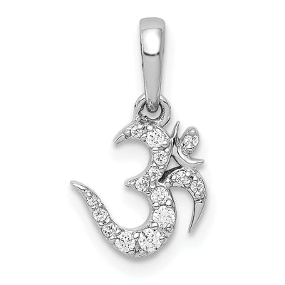 14k White Gold Open Back Polished Finish 0.106-CT Diamond Om Symbol Design Chain Slide Pendant at $ 223.69 only from Jewelryshopping.com