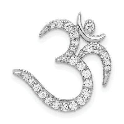 14k White Gold Open Back Polished Finish 0.394-CT Diamond Om Symbol Design Chain Slide Pendant at $ 578.34 only from Jewelryshopping.com