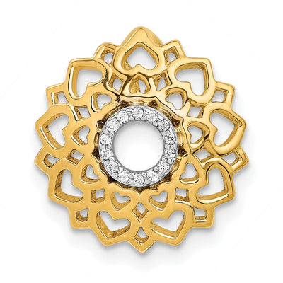 14k Yellow Gold Open Back Polished Finish 0.042-CT Diamond Sahasrara Crown Chakra Chain Slide Pendant Will Not fit Omega Chain at $ 226.24 only from Jewelryshopping.com