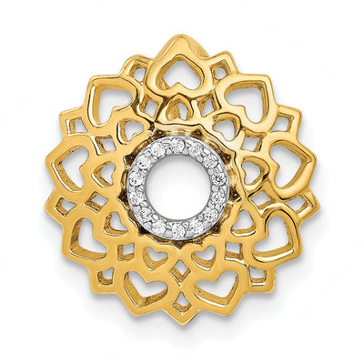 14k Yellow Gold Open Back Polished Finish 0.042-CT Diamond Sahasrara Crown Chakra Chain Slide Pendant Will Not fit Omega Chain at $ 226.24 only from Jewelryshopping.com