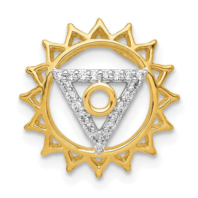 14k Yellow Gold Open Back Polished Finish 0.087-CT Diamond Vishuddha Throat Chakra Chain Slide Pendant Will Not fit Omega Chain at $ 219.37 only from Jewelryshopping.com