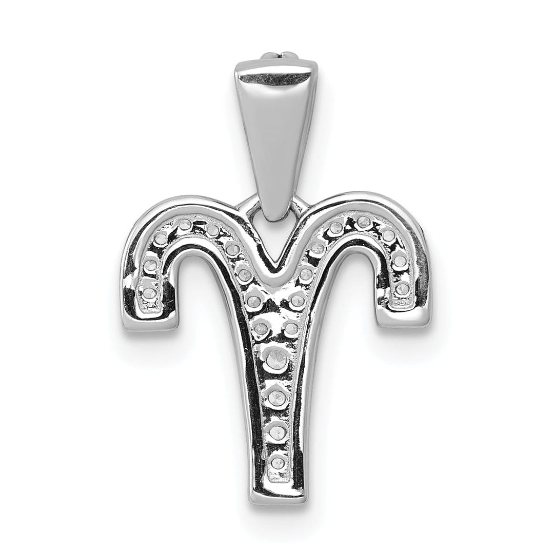 14k White Gold Polished Finish with Diamonds Aries Zodiac Charm Pendant