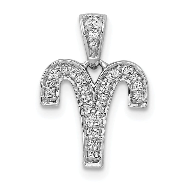 14k White Gold Polished Finish with Diamonds Aries Zodiac Charm Pendant