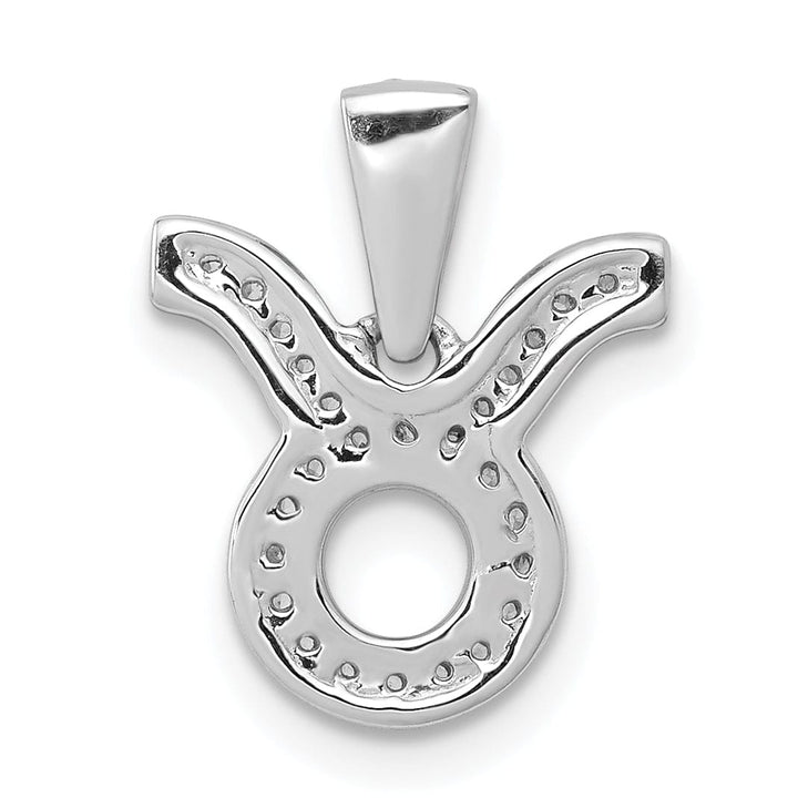 14k White Gold Polished Finish with Diamonds Taurus Zodiac Charm Pendant