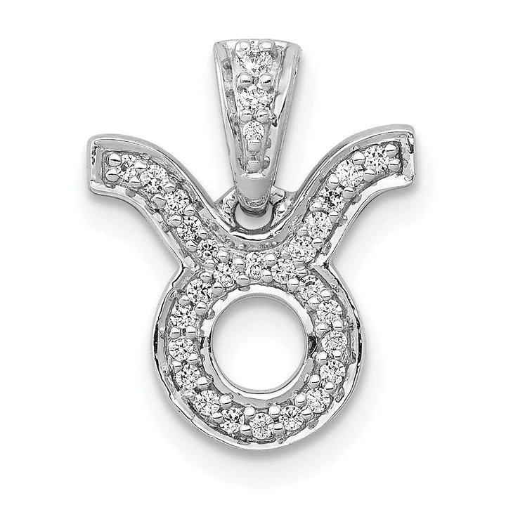 14k White Gold Polished Finish with Diamonds Taurus Zodiac Charm Pendant