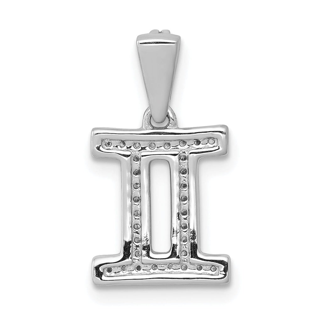 14k White Gold Polished Finish with Diamonds Gemini Zodiac Charm Pendant