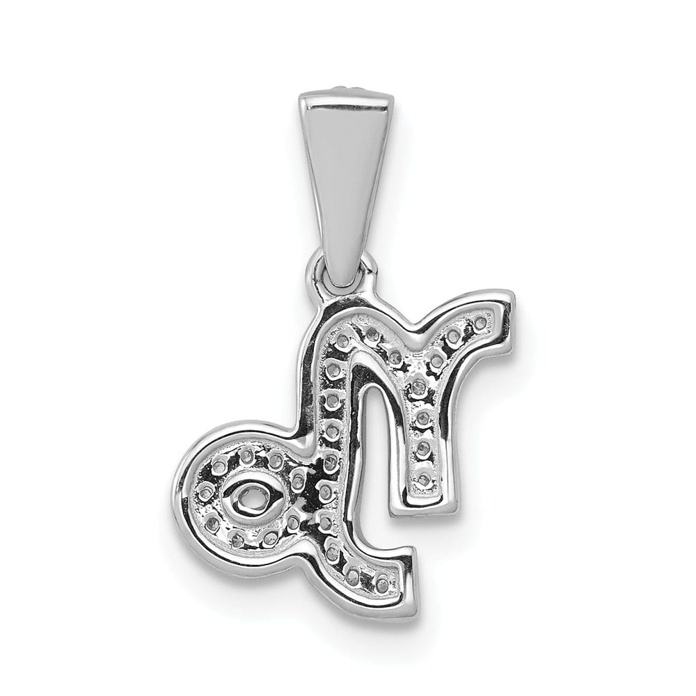 14k White Gold Polished Finish with Diamonds Capricorn Zodiac Charm Pendant