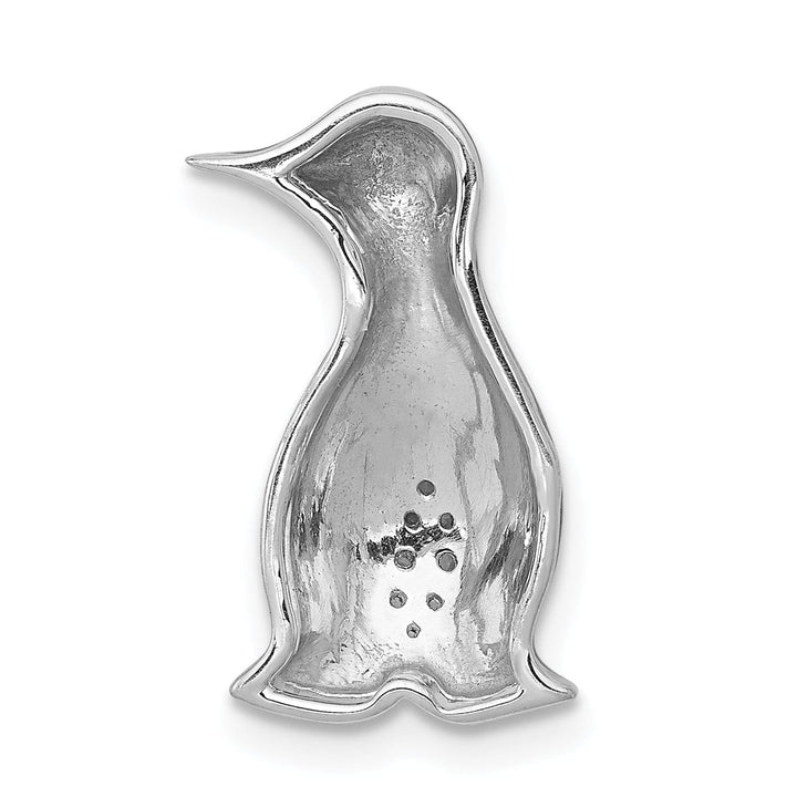 14k White Gold Black Rhodium Polished Finish 0.045-CT Diamond Penguins Chain Slide Pendant will not fit omega chain