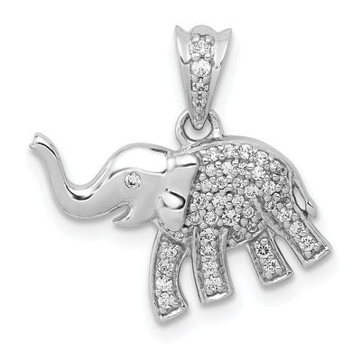 14k White Gold Polished Finish 0.173CT Diamond Elephant Design Charm Pendant at $ 397.97 only from Jewelryshopping.com