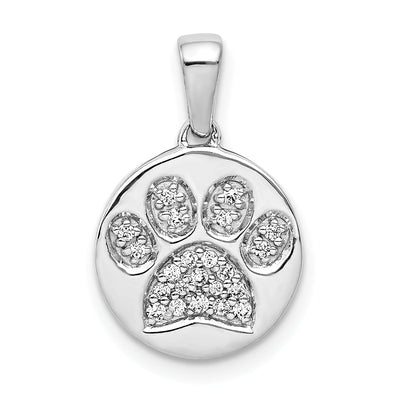 14k White Gold Polished Finish Open Back with Diamonds Design Paw Print in Circle Charm Pendant at $ 306.94 only from Jewelryshopping.com
