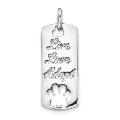 14k White Gold Polished Finish Open Back Live Love Adopt Paw Dag Tag Charm Pendant at $ 275.59 only from Jewelryshopping.com