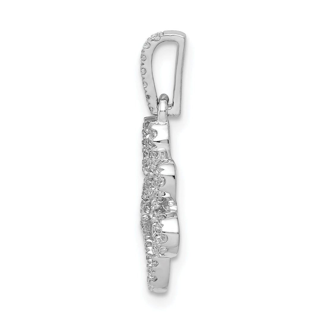 14k White Gold Polished Finish Flat Back 1/4ct. Diamond Paw Print Charm Pendant