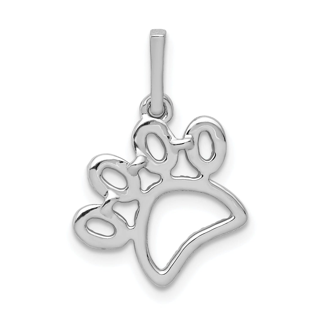 14k White Gold Polished Finish Flat Back 1/4ct. Diamond Paw Print Charm Pendant