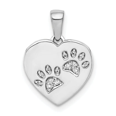 14k White Gold Polished Finish Open Back with Diamonds Paw Prints Heart Shape Charm Pendant at $ 222.9 only from Jewelryshopping.com