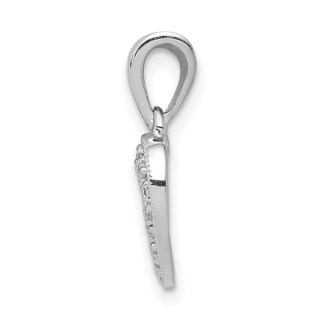14k White Gold Polished Finish Open Back 1/10-CT Diamond Heart Design Charm Pendant