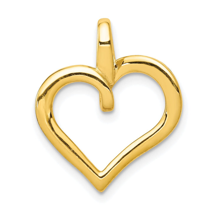 14k Yellow Gold, White Rhodium Closed Back Polished Finish 1/10-CT Diamond Fancy Heart Design Charm Pendant