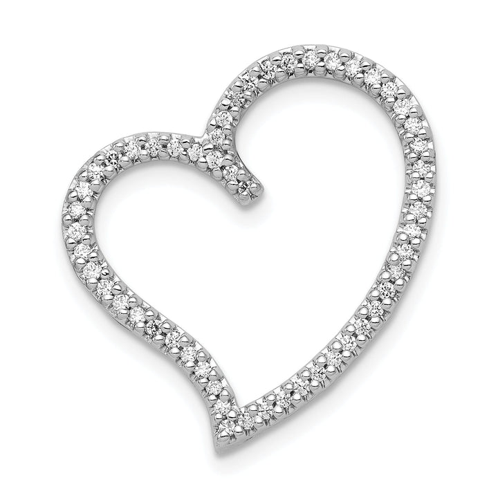 14k White Gold Polished Finish Open Back 1/4-CT Diamond Heart Fancy Design Chain Slide Pendant will not fit Omega Chain