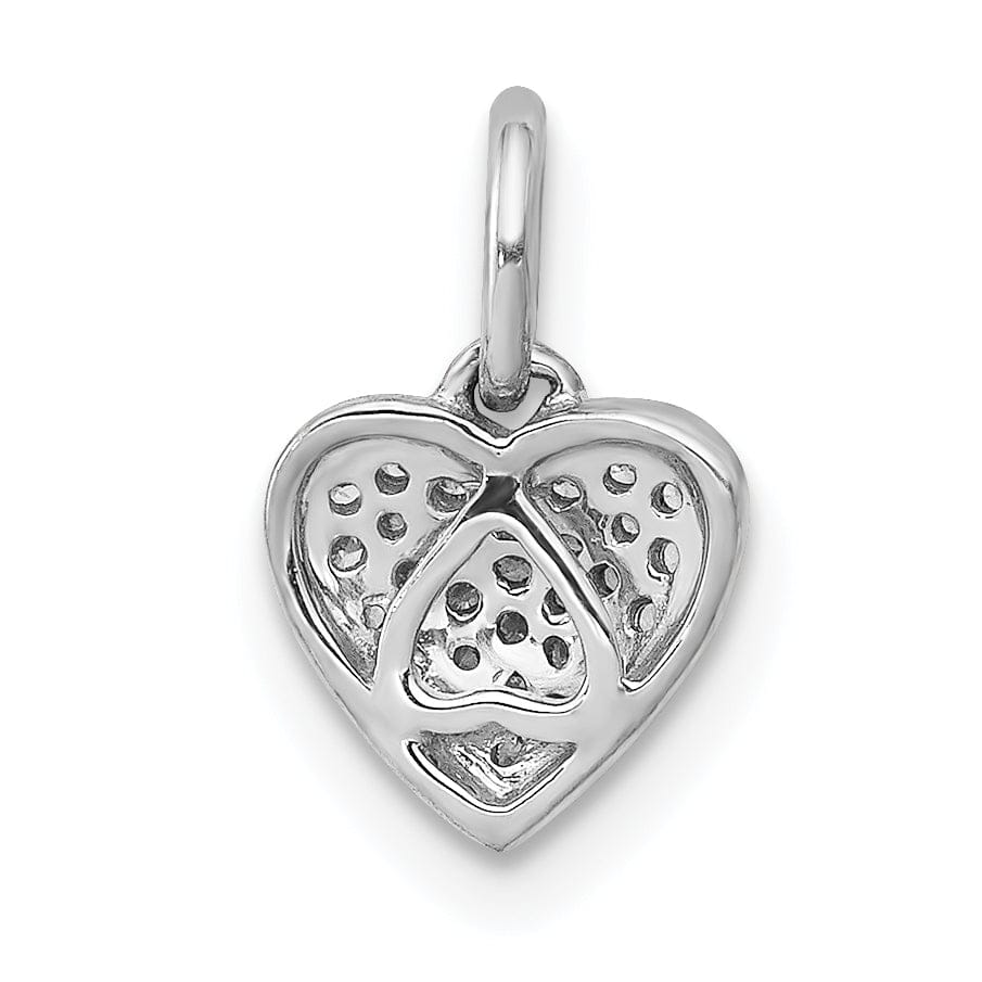 14k White Gold Open Back Polished Finish 0.101-CT Diamond Heart Shape Design Charm Pendant