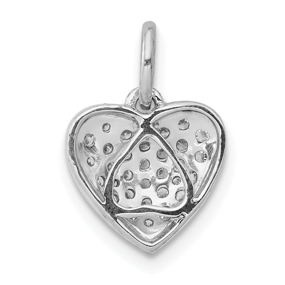 14k White Gold Open Back Polished Finish 0.25-CT Diamond Heart Shape Design Charm Pendant