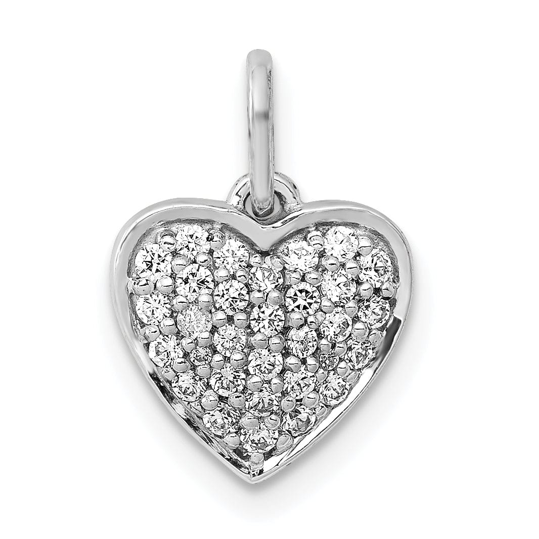 14k White Gold Open Back Polished Finish 0.25-CT Diamond Heart Shape Design Charm Pendant